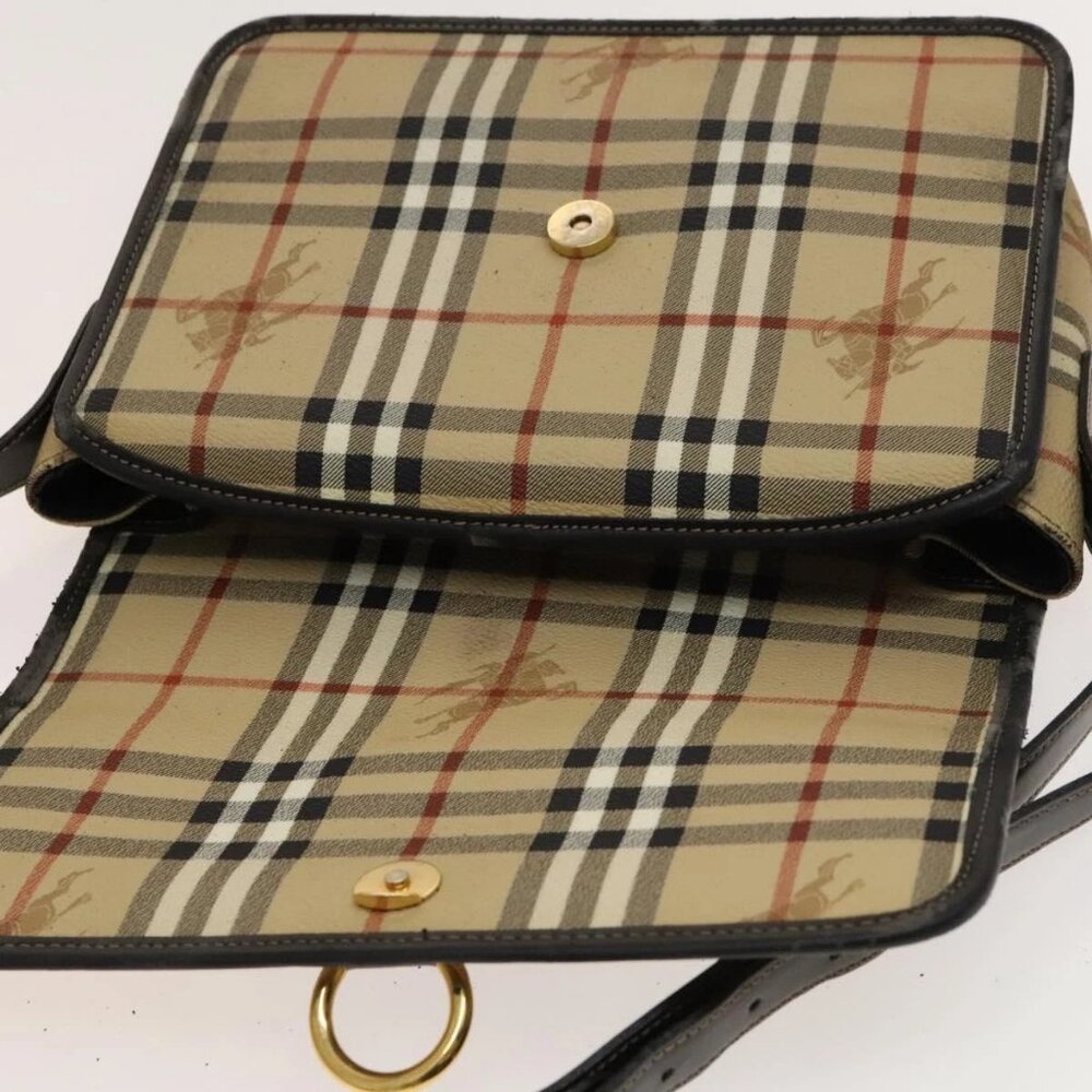 BURBERRY Nova Check Shoulder Bag PVC Beige Gold Auth 136729 - Picture 11 of 15